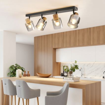 Brilagi - Точково осветително тяло HYGGE 4xE14/15W/230V черно/димно