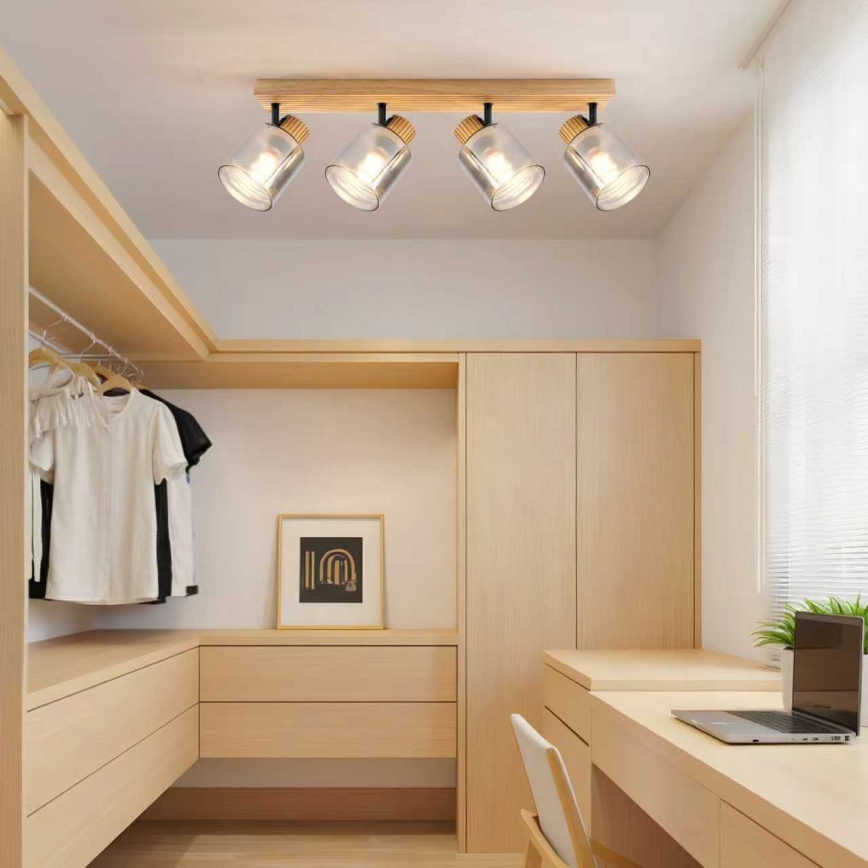 Brilagi - Точково осветително тяло HYGGE 4xE14/15W/230V каучуково дърво/опушено