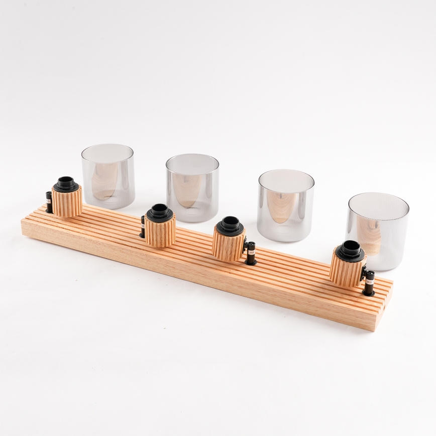 Brilagi - Точково осветително тяло HYGGE 4xE14/15W/230V каучуково дърво/опушено