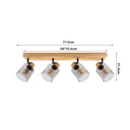 Brilagi - Точково осветително тяло HYGGE 4xE14/15W/230V каучуково дърво/опушено