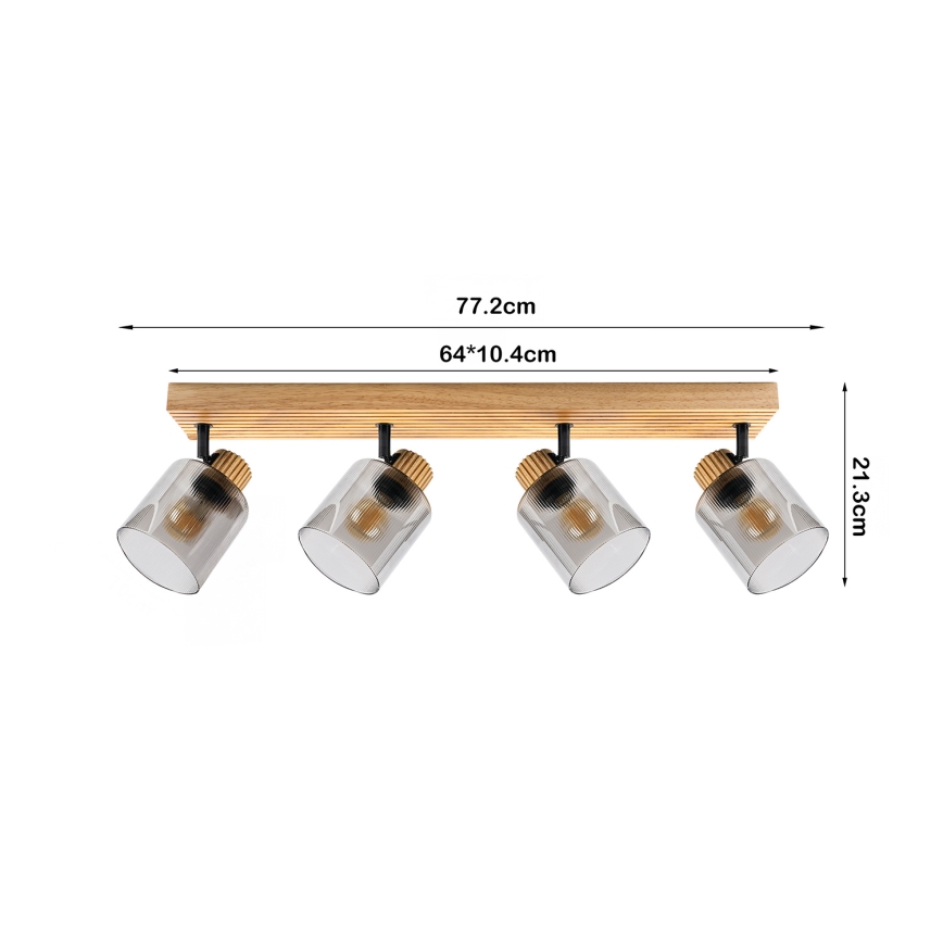 Brilagi - Точково осветително тяло HYGGE 4xE14/15W/230V каучуково дърво/опушено