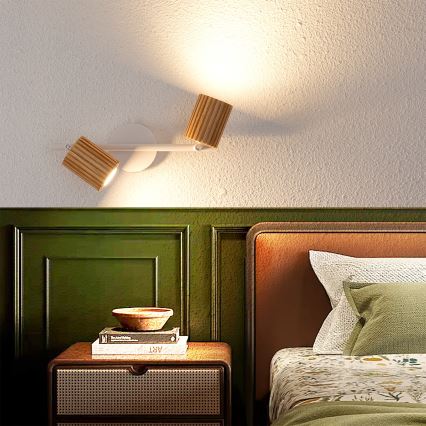 Brilagi - Точково осветително тяло MODERN WOOD 2xGU10/8W/230V дърво/бяло