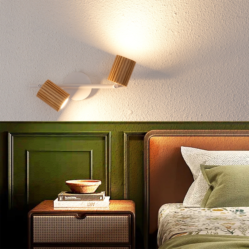 Brilagi - Точково осветително тяло MODERN WOOD 2xGU10/8W/230V дърво/бяло