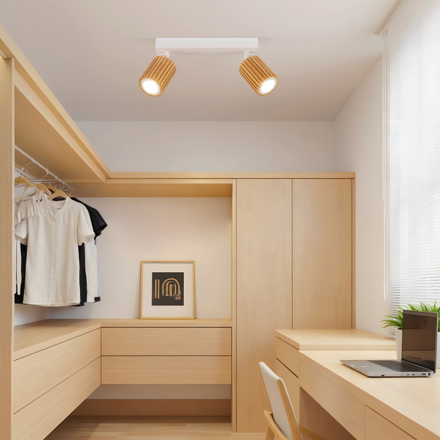 Brilagi - Точково осветително тяло MODERN WOOD 2xGU10/8W/230V дърво/бяло