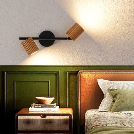 Brilagi - Точково осветително тяло MODERN WOOD 2xGU10/8W/230V каучуково дърво/черен