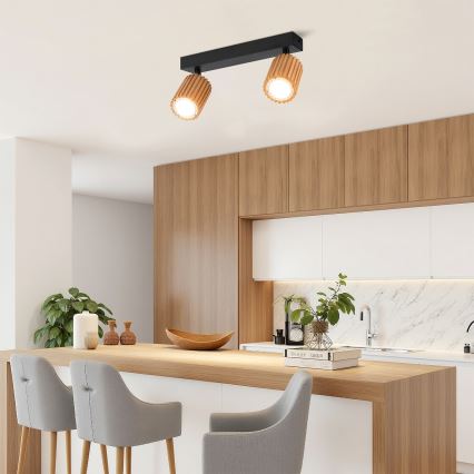 Brilagi - Точково осветително тяло MODERN WOOD 2xGU10/8W/230V каучуково дърво/черно