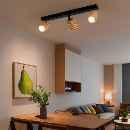 Brilagi - Точково осветително тяло MODERN WOOD 3xGU10/8W/230V дърво/черно