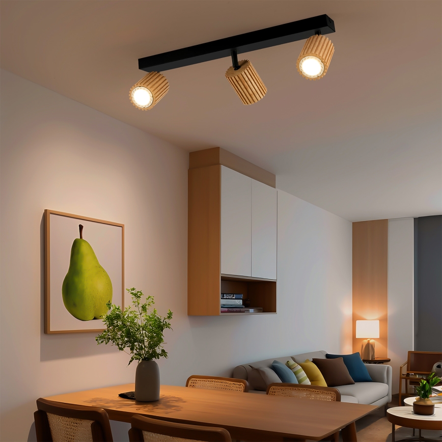 Brilagi - Точково осветително тяло MODERN WOOD 3xGU10/8W/230V дърво/черно