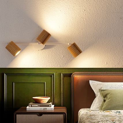 Brilagi - Точково осветително тяло MODERN WOOD 3xGU10/8W/230V каучукова дървесина/бяло