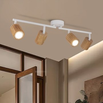 Brilagi - Точково осветително тяло MODERN WOOD 4xGU10/8W/230V дърво/бяло