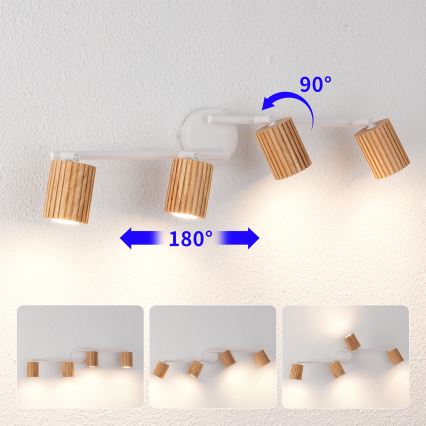 Brilagi - Точково осветително тяло MODERN WOOD 4xGU10/8W/230V дърво/бяло