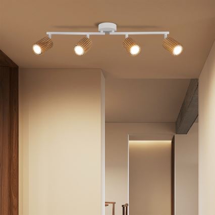 Brilagi - Точково осветително тяло MODERN WOOD 4xGU10/8W/230V дърво/бяло