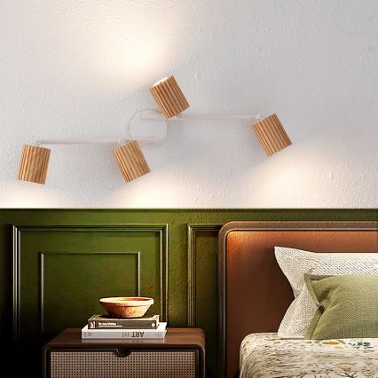 Brilagi - Точково осветително тяло MODERN WOOD 4xGU10/8W/230V дърво/бяло