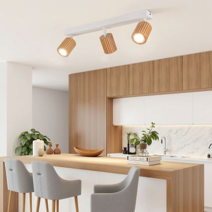 Brilagi - Точково осветително тяло MODERN WOOD 4xGU10/8W/230V дърво/бяло