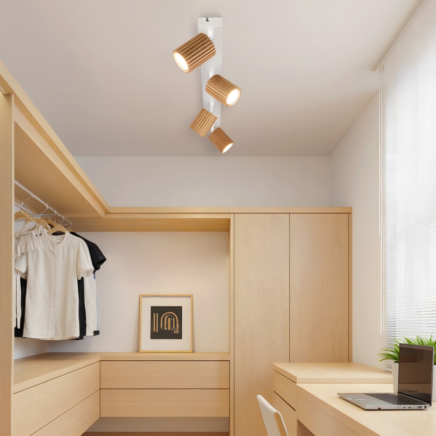 Brilagi - Точково осветително тяло MODERN WOOD 4xGU10/8W/230V дърво/бяло