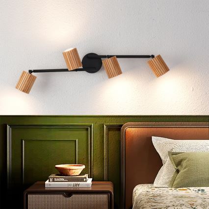 Brilagi - Точково осветително тяло MODERN WOOD 4xGU10/8W/230V дърво/черно