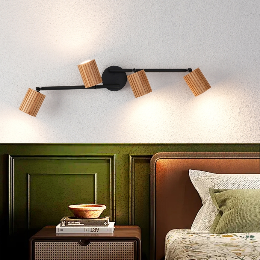 Brilagi - Точково осветително тяло MODERN WOOD 4xGU10/8W/230V дърво/черно