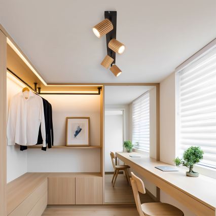 Brilagi - Точково осветително тяло MODERN WOOD 4xGU10/8W/230V каучуково дърво/черно