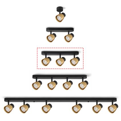 Brilagi - Точково осветително тяло NUGGET 3xGU10/30W/230V черно/златисто