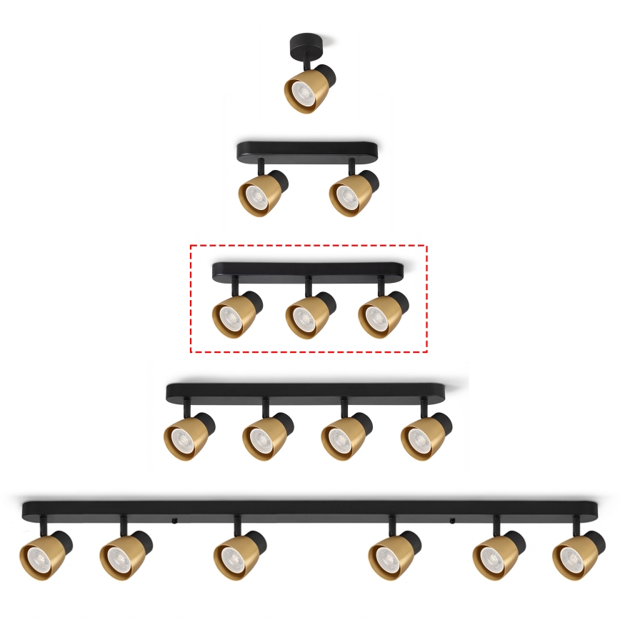 Brilagi - Точково осветително тяло NUGGET 3xGU10/30W/230V черно/златисто