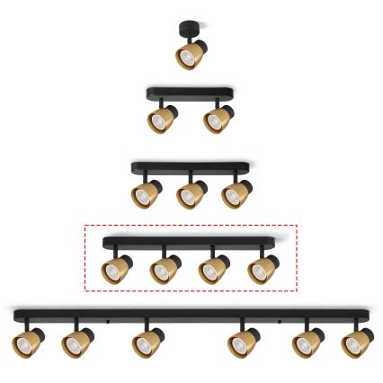 Brilagi - точково осветително тяло NUGGET 4xGU10/30W/230V черно/златно