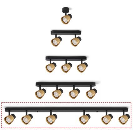 Brilagi - Точково осветително тяло NUGGET 6xGU10/30W/230V черно/златисто