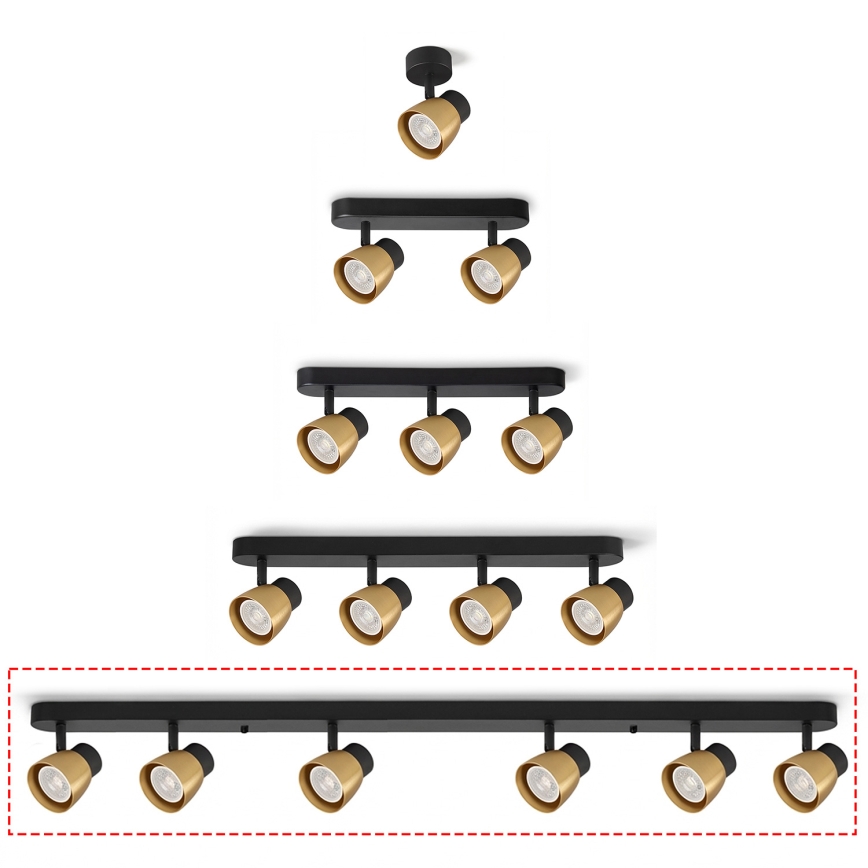 Brilagi - Точково осветително тяло NUGGET 6xGU10/30W/230V черно/златисто