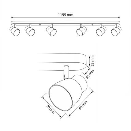 Brilagi - Точково осветително тяло NUGGET 6xGU10/30W/230V черно/златисто