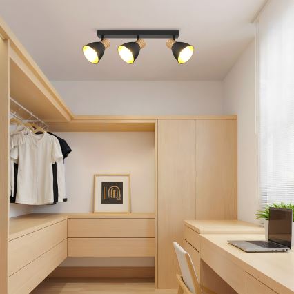 Brilagi - Точково осветително тяло ODENSE 3xE14/10W/230V каучукова дървесина/черно