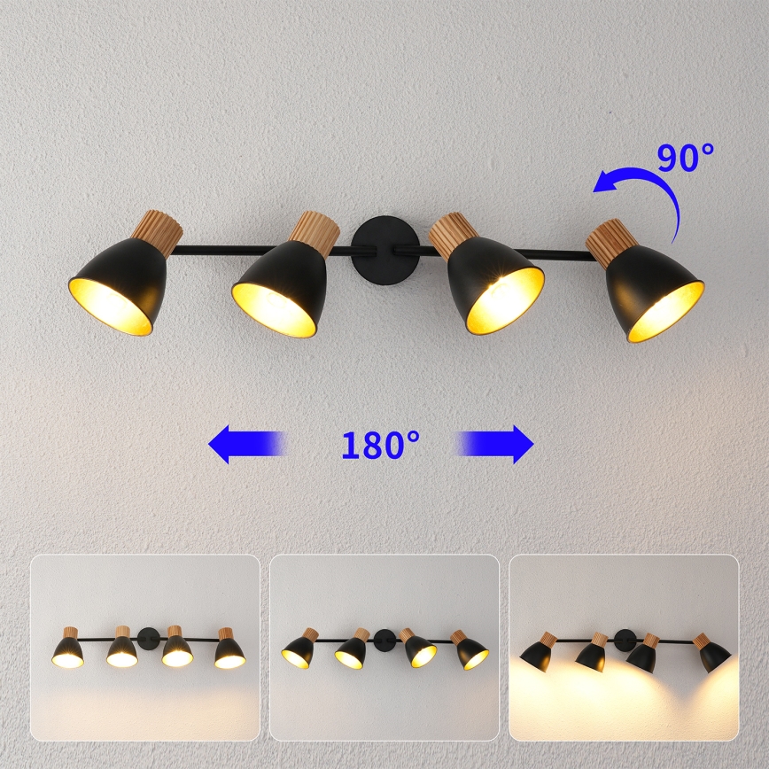 Brilagi - Точково осветително тяло ODENSE 4xE14/10W/230V каучукова дървесина/черно