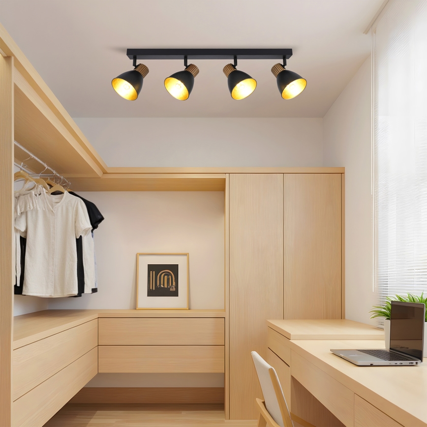 Brilagi - Точково осветително тяло ODENSE 4xE14/10W/230V каучуково дърво/черно