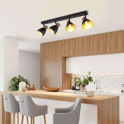 Brilagi - Точково осветително тяло ODENSE 4xE14/10W/230V каучуково дърво/черно