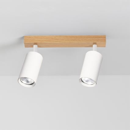 Brilagi - Точково осветително тяло SELE 2xGU10/30W/230V бяло/дъбов декор