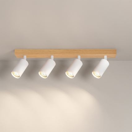 Brilagi - Точково осветително тяло SELE 4xGU10/30W/230V бяло/дъбов декор