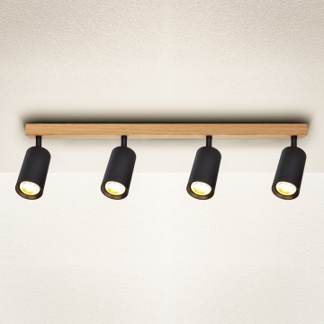 Brilagi - Точково осветително тяло SELE 4xGU10/30W/230V черно/дъбов декор