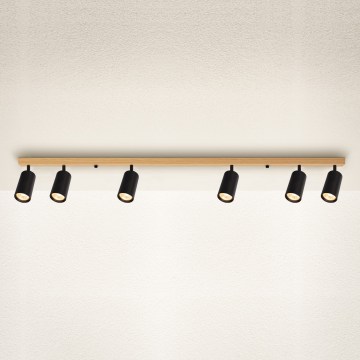 Brilagi - Точково осветително тяло SELE 6xGU10/30W/230V черен/дъбов декор