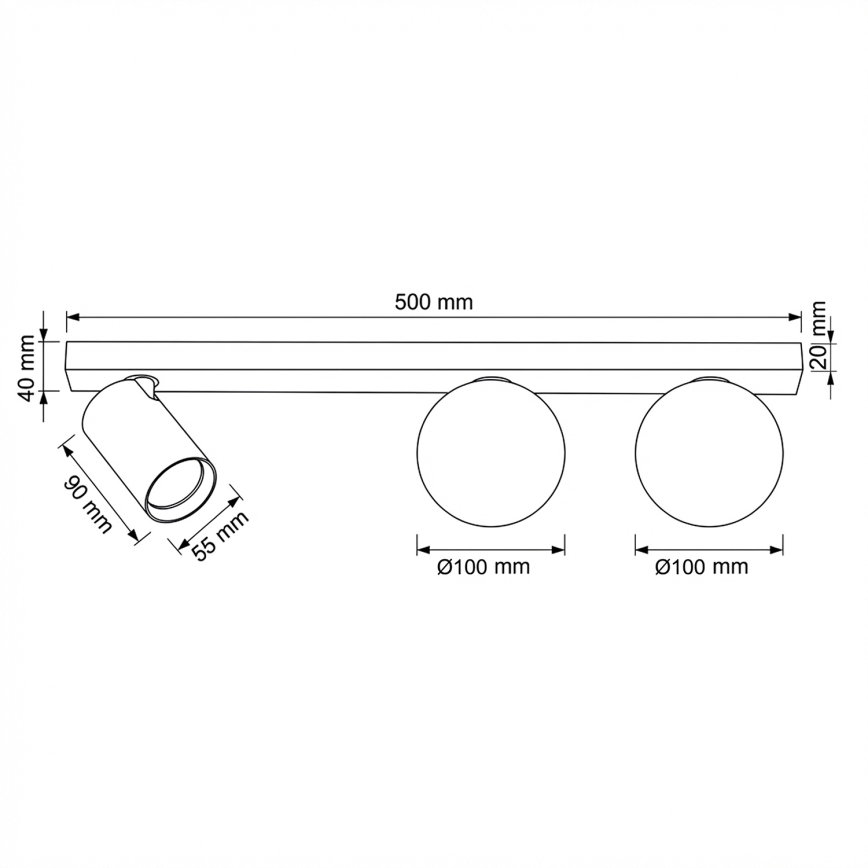 Brilagi - Точково осветително тяло SELE BALL 1xGU10/30W/230V + 2xG9/10W черно