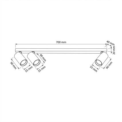 Brilagi - Точково осветително тяло SELE LONG 3xGU10/30W/230V черно