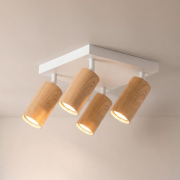 Brilagi - Точково осветително тяло SELE SQUARE 4xGU10/30W/230V, бяло с дъбов декор