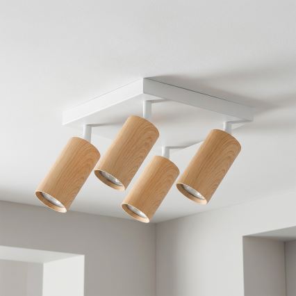 Brilagi - Точково осветително тяло SELE SQUARE 4xGU10/30W/230V, бяло с дъбов декор