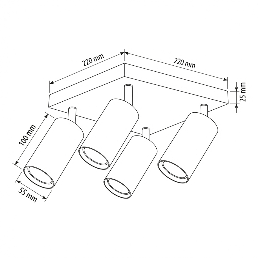 Brilagi - Точково осветително тяло SELE SQUARE 4xGU10/30W/230V черен/дъбов декор