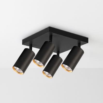 Brilagi - Точково осветително тяло SELE SQUARE 4xGU10/30W/230V черно/златно