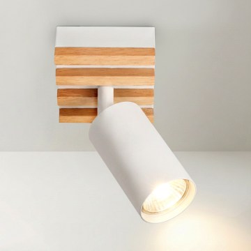 Brilagi - Точково осветително тяло SELE WOOD 1xGU10/30W/230V бяло/дърво
