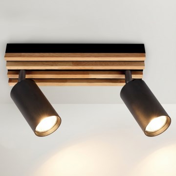 Brilagi - Точково осветително тяло SELE WOOD 2xGU10/30W/230V черно/дърво