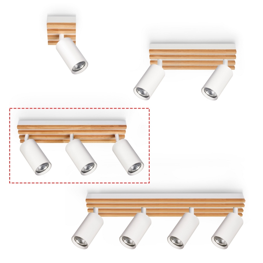 Brilagi - Точково осветително тяло SELE WOOD 3xGU10/30W/230V бяло/дърво
