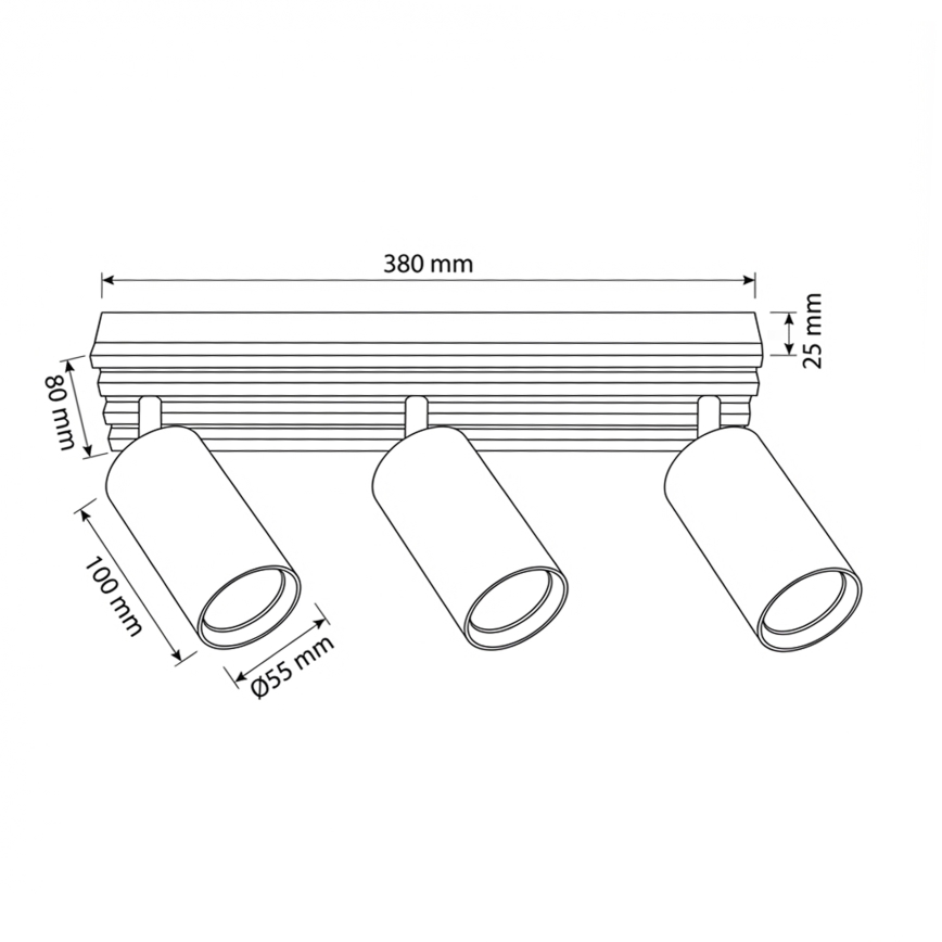 Brilagi - Точково осветително тяло SELE WOOD 3xGU10/30W/230V черно/дърво