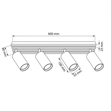 Brilagi - Точково осветително тяло SELE WOOD 4xGU10/30W/230V бяло/дърво