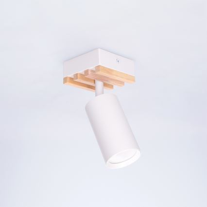 Brilagi - Точково осветително тяло SELE WOOD ACOUSTIC 1xGU10/30W/230V бяло/дърво