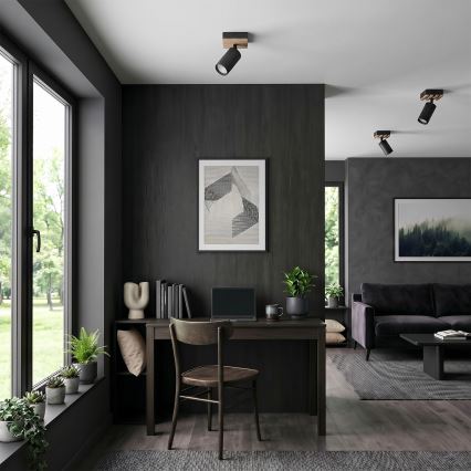 Brilagi - Точково осветително тяло SELE WOOD ACOUSTIC 1xGU10/30W/230V черно/дърво
