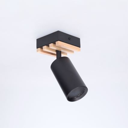 Brilagi - Точково осветително тяло SELE WOOD ACOUSTIC 1xGU10/30W/230V черно/дърво